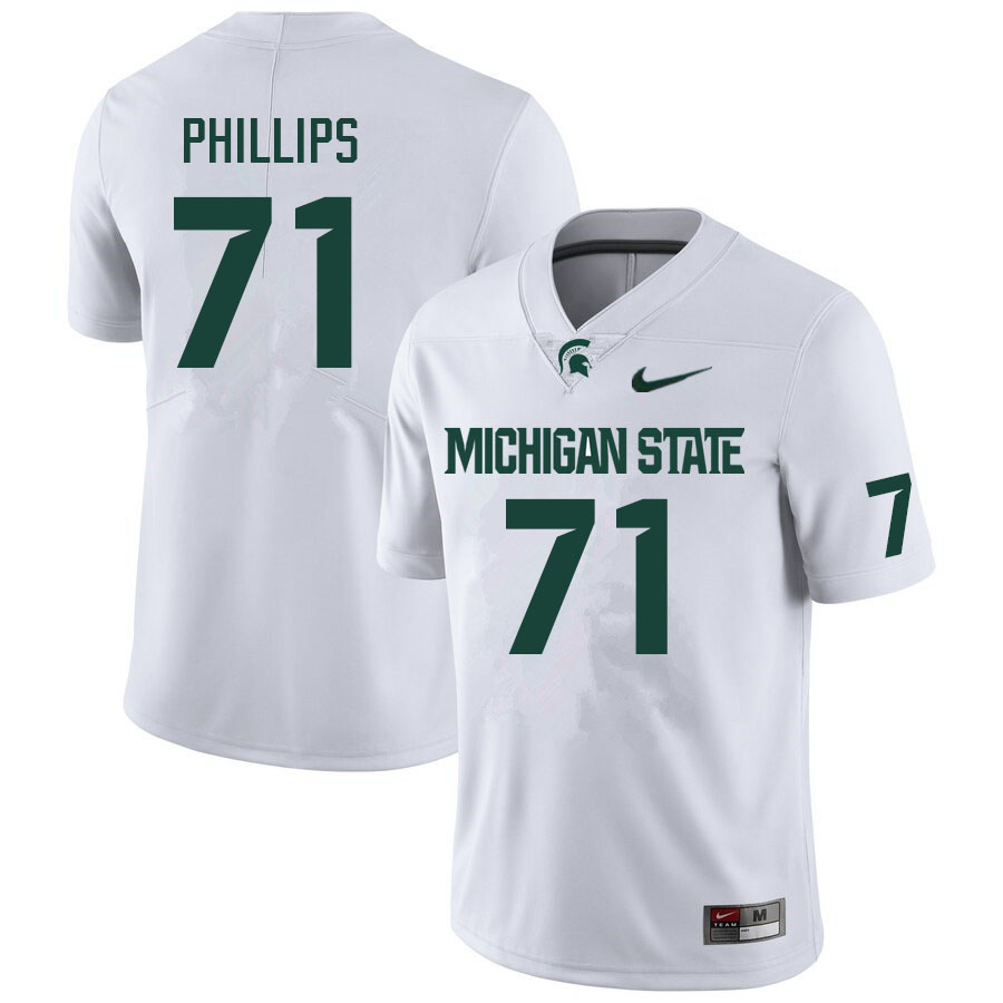Men #71 Kristian Phillips Michigan State Spartans College Football Jerseys Sale-White